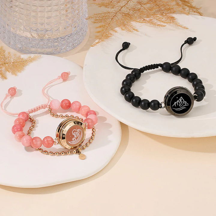 Pulseiras Mountain & Sea Touch com contas de ágata preta e jade persa rosa
