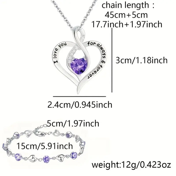 Conjunto de colar e pulseira em formato de coração, requintado e elegante, feito de cobre