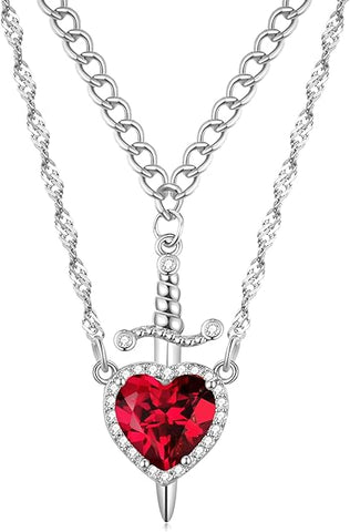 Colares de amizade de casal para melhor amigo, colar com pingente de espada de coração para mulheres, colar combinando para ele, joia de presente de dia dos namorados