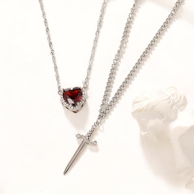Colares de amizade de casal para melhor amigo, colar com pingente de espada de coração para mulheres, colar combinando para ele, joia de presente de dia dos namorados