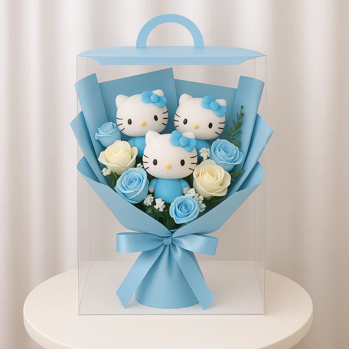 Buquê de gatinhos em rosa Hello Kitty