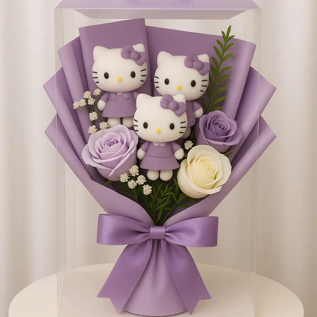 Buquê de gatinhos em rosa Hello Kitty