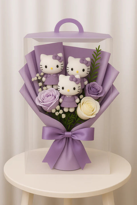 Buquê de gatinhos em rosa Hello Kitty