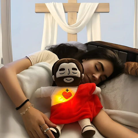 Pelúcia Menino Jesus Que Respira Acalma E Alivia A Ansiedade Bege E Vermelho