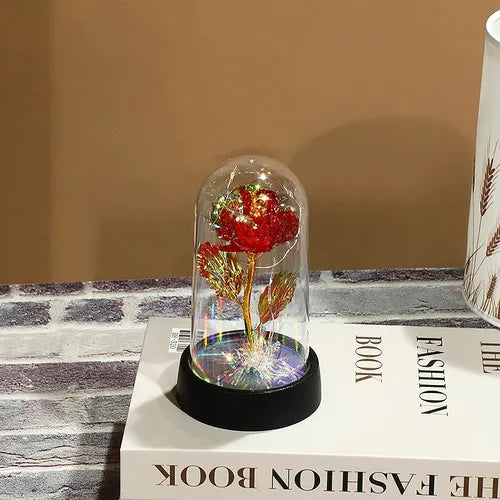 Rosa Eterna Flor Romântica Presente Perfeito Com Luz Led Vermelho
