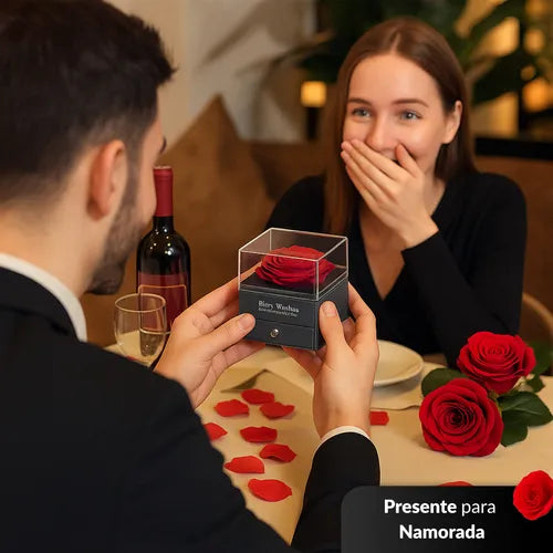 Rosa Eterna Preservada Colar De Coração Românticos Presente