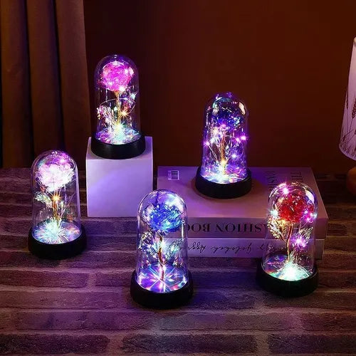 Rosa Eterna Flor Romântica Presente Perfeito Com Luz Led Vermelho