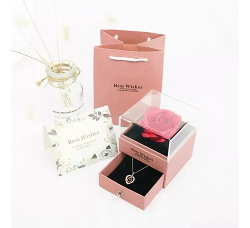 Rosa Eterna Flor Artificiais Te Amo Colar Para Amor/mãe Gift