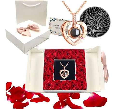 16flor Artificiais Rosa Eterna Presente C/te Amo 100 Idiomas