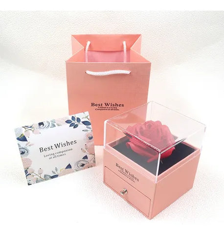 Rosa Eterna Flor Artificiais Te Amo Colar Para Amor/mãe Gift