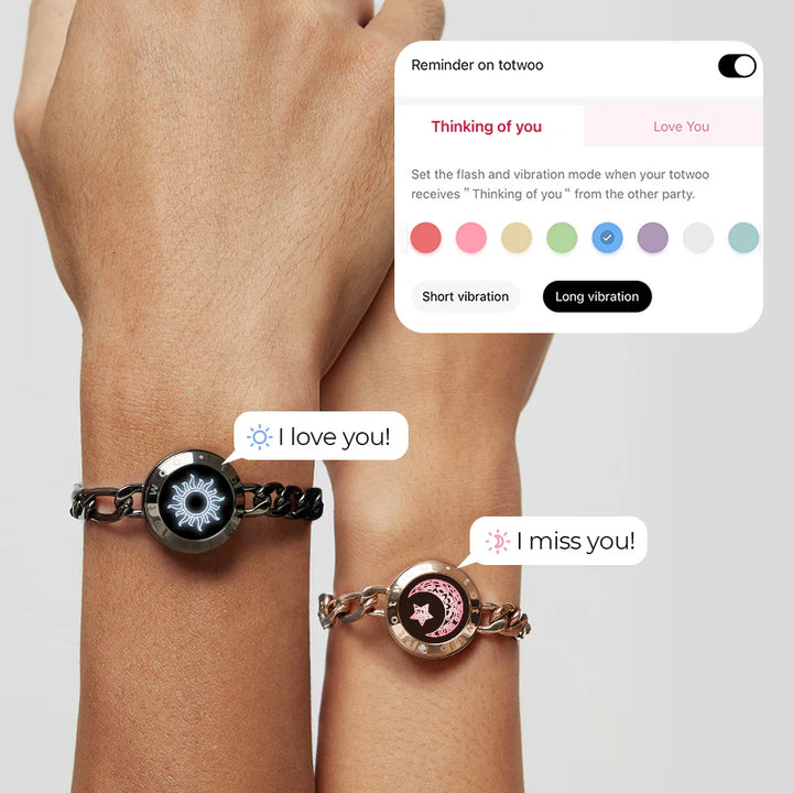Pulseiras Sun & Moon Touch com Corrente Figaro (Preto + Ouro Rosa)