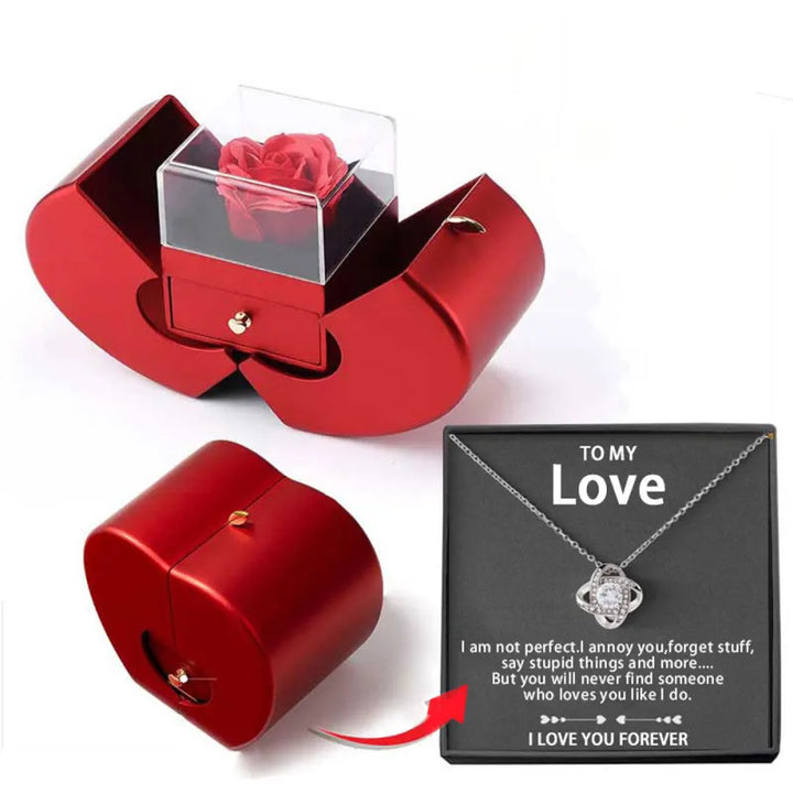Conjunto De Caixa De Presente To My Love Com Flor Da Eternidade E Rosa Vermelha