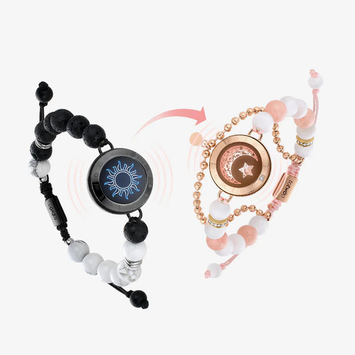 Pulseiras Sun & Moon Touch com Contas Fantasmagóricas (Preto + Ouro Rosa)