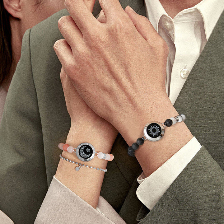 Pulseiras Sun & Moon Touch com Contas Fantasmagóricas (Prata+Prata)