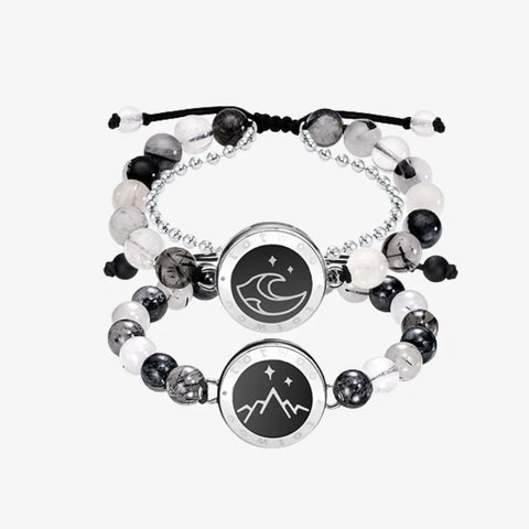 Pulseiras Mountain & Sea Touch com Quartzo Rutilado Preto e Contas