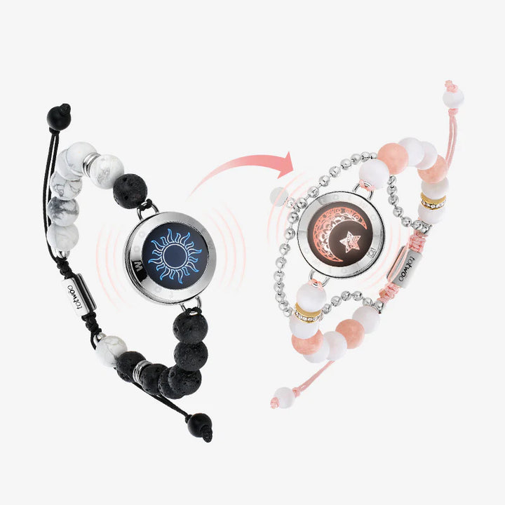 Pulseiras Sun & Moon Touch com Contas Fantasmagóricas (Prata+Prata)